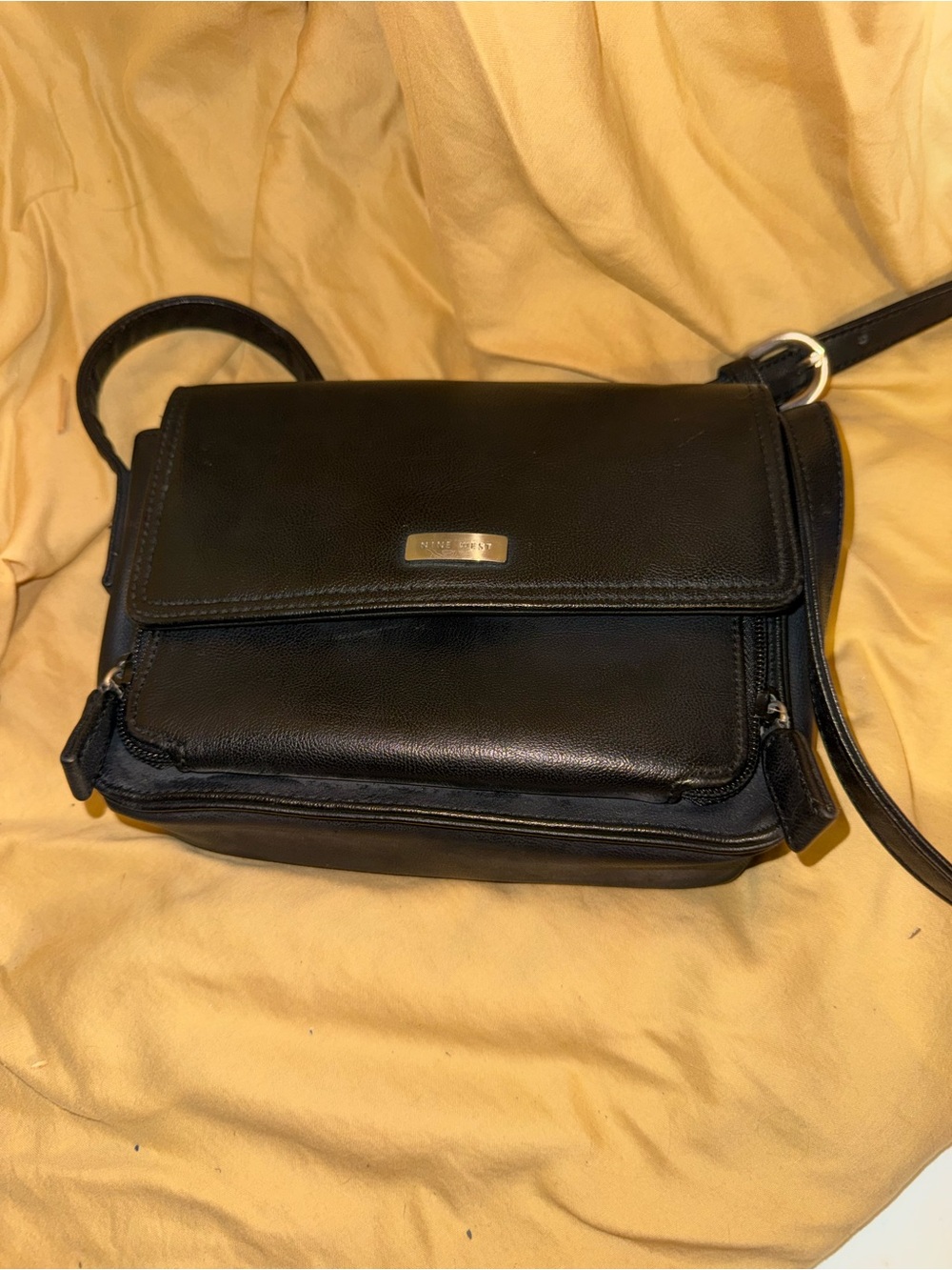 Nine West Black Leather Crossbody Bag